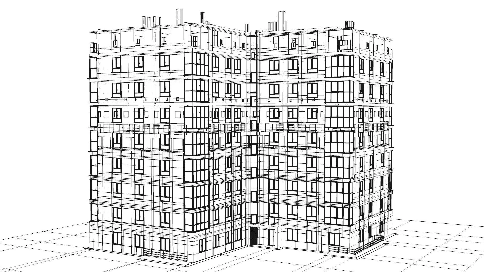 Multi-storey building 3D model_10