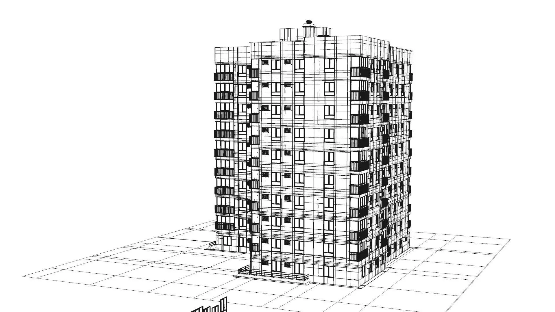 Multi-storey building 3D model_8