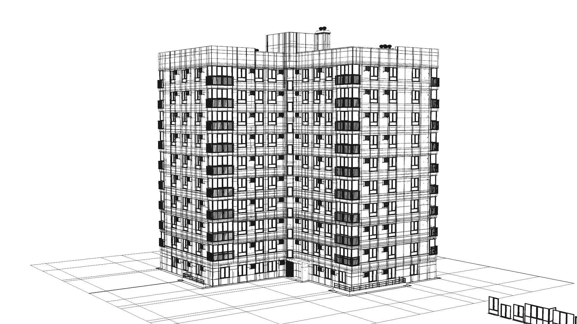 Multi-storey building 3D model_5