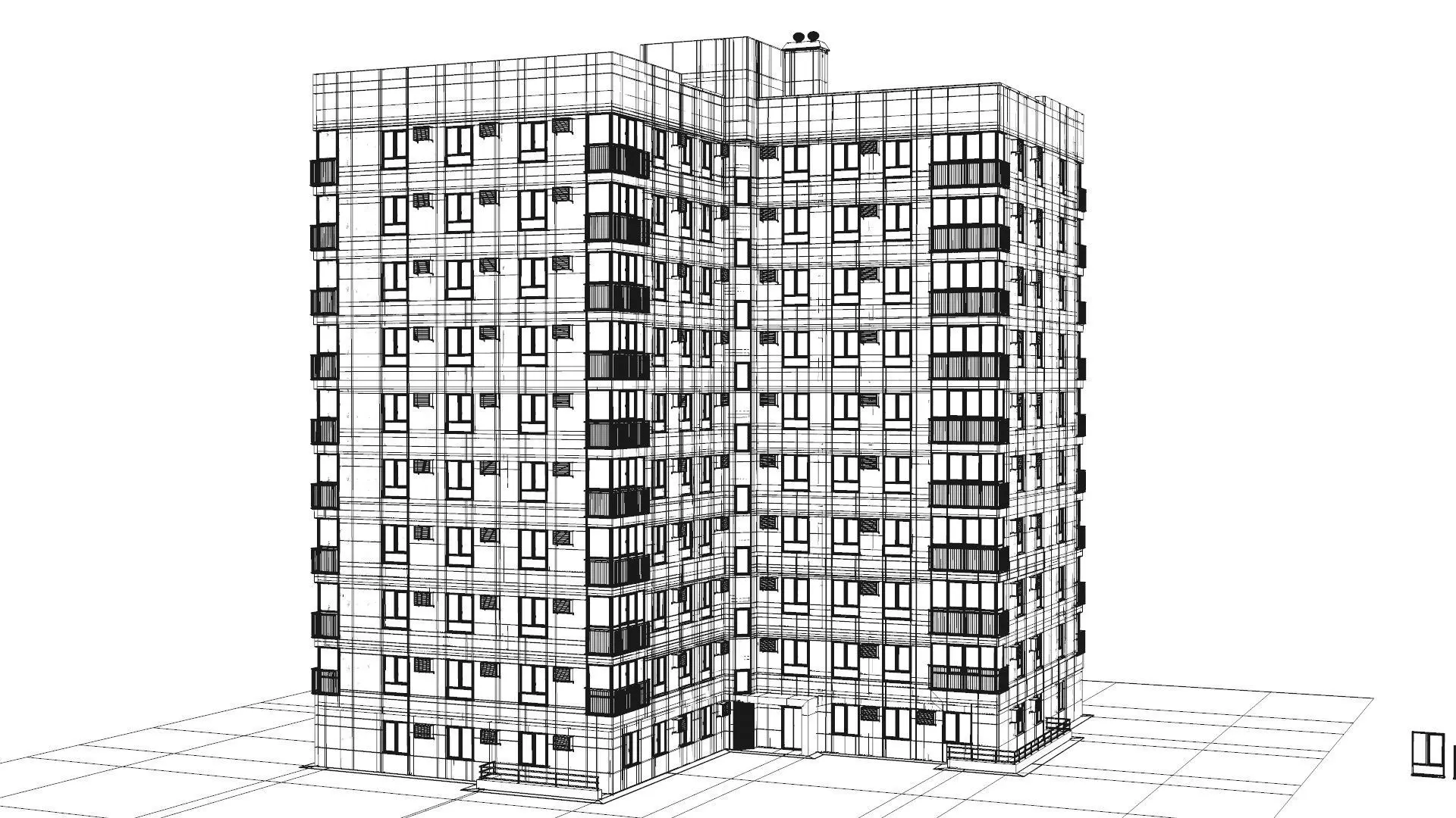 Multi-storey building 3D model_11