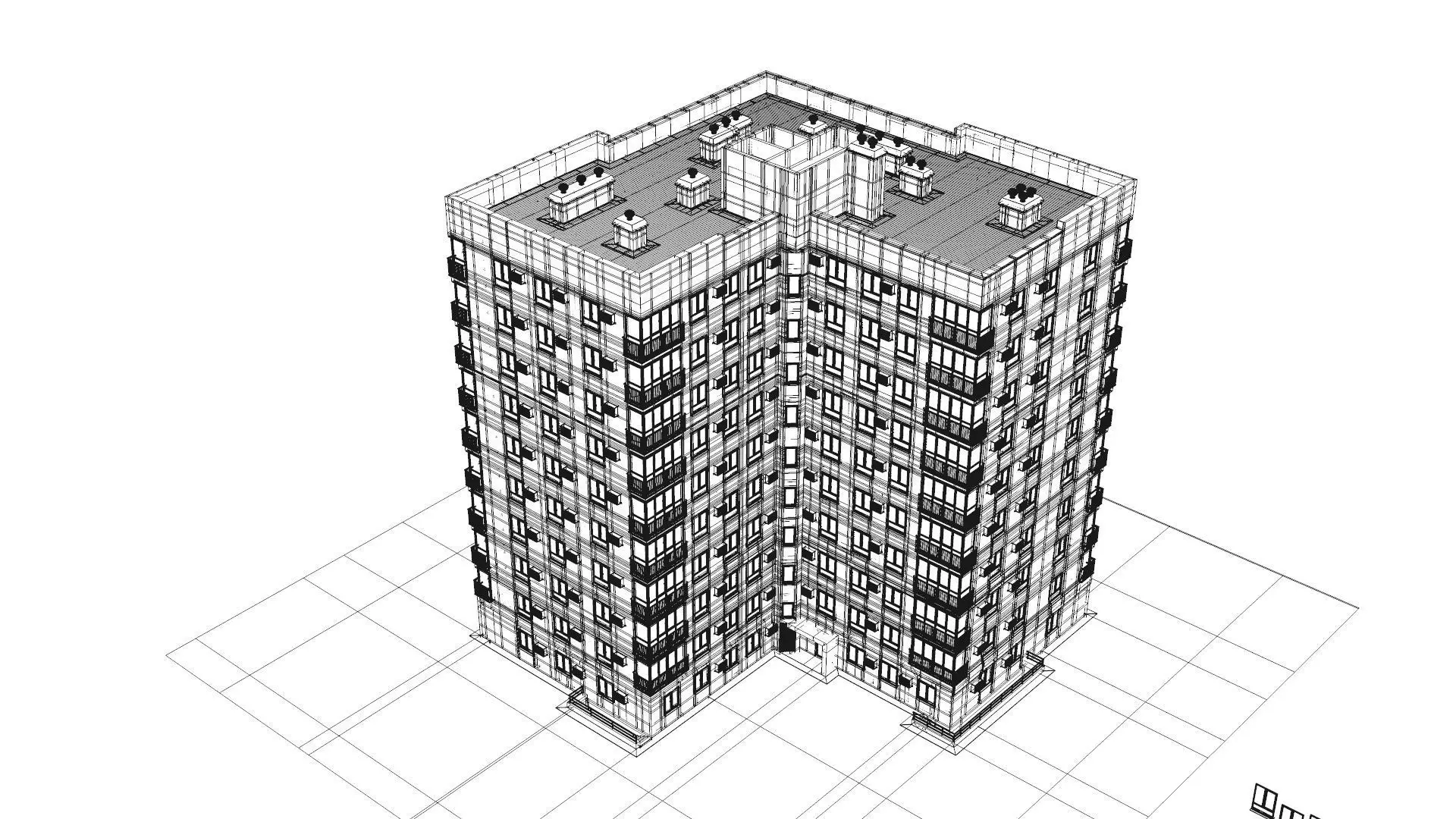 Multi-storey building 3D model_6