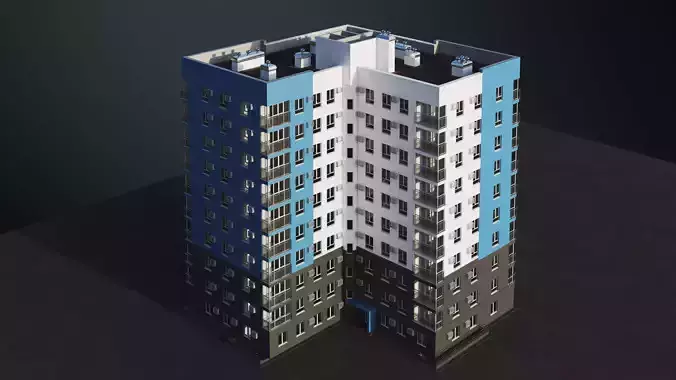 Multi-storey building 3D model 5