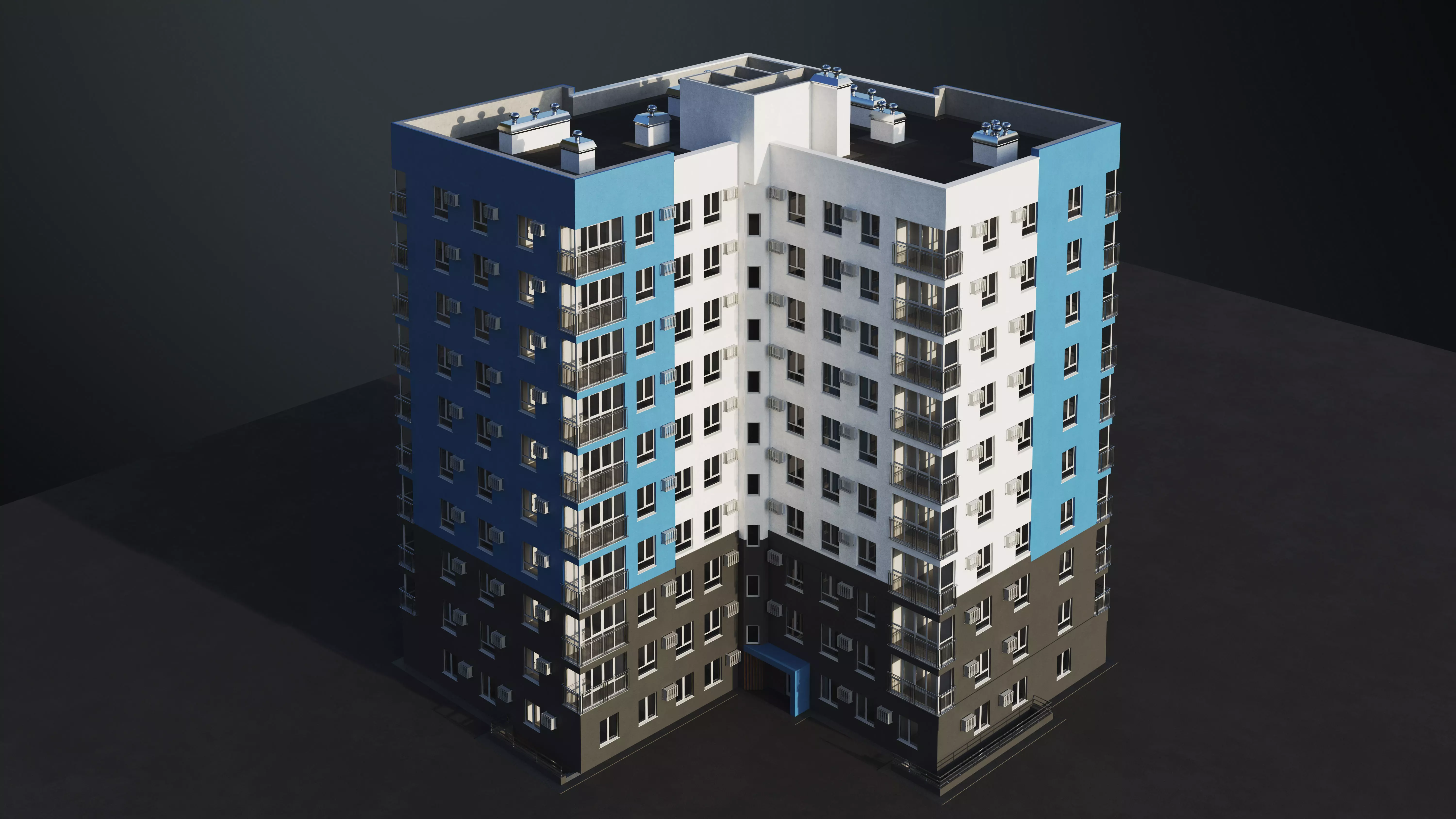 Multi-storey building 3D model_4