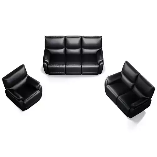 Modern Black Leather Recliner Sofa Set