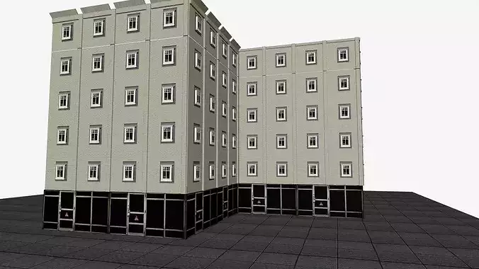 Modern Brick Tower Building Low-poly 3D model 5