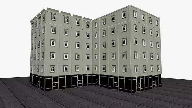 Modern Brick Tower Building Low-poly 3D model 3