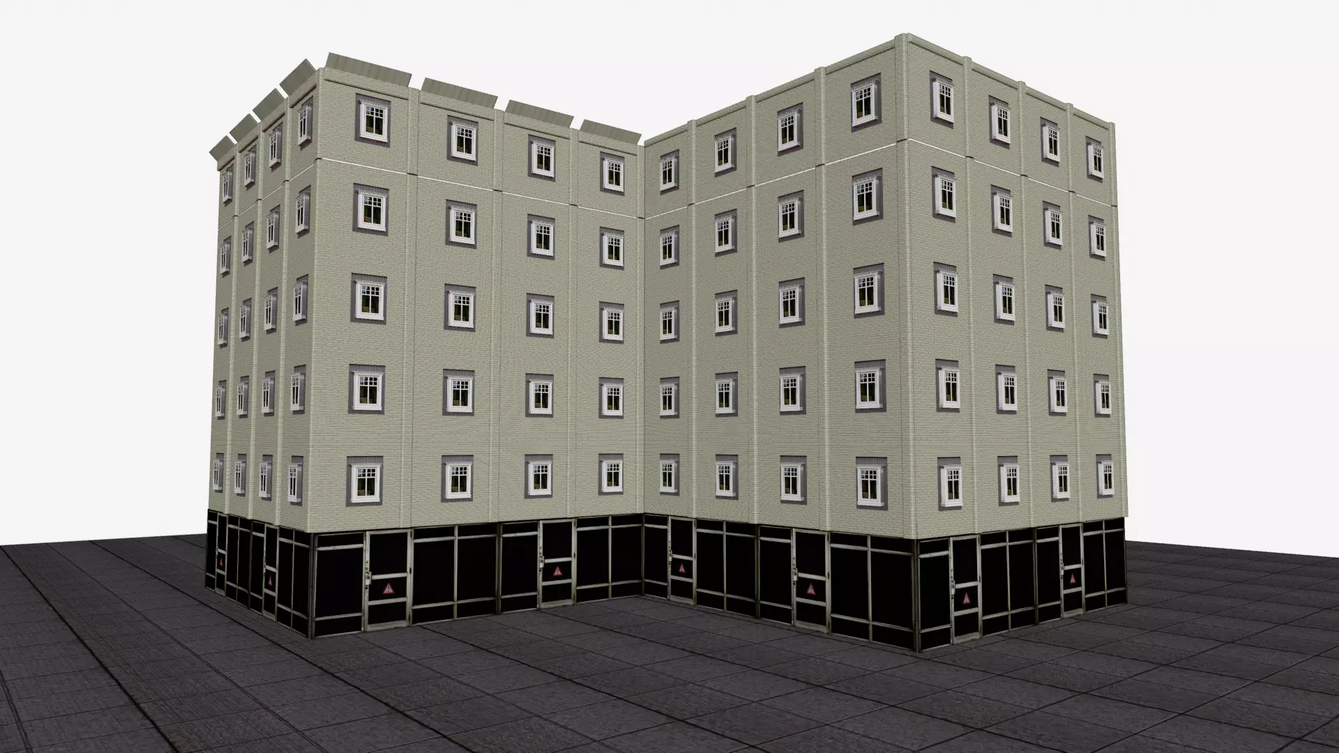 Modern Brick Tower Building Low-poly 3D model