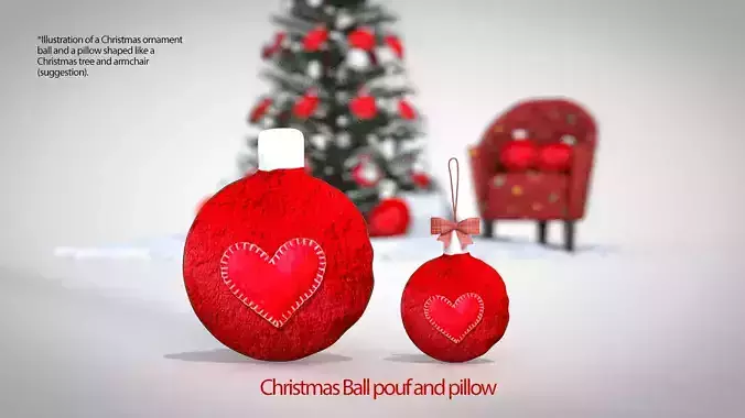 Christmas Ball Pouf and Pillow 3D Model