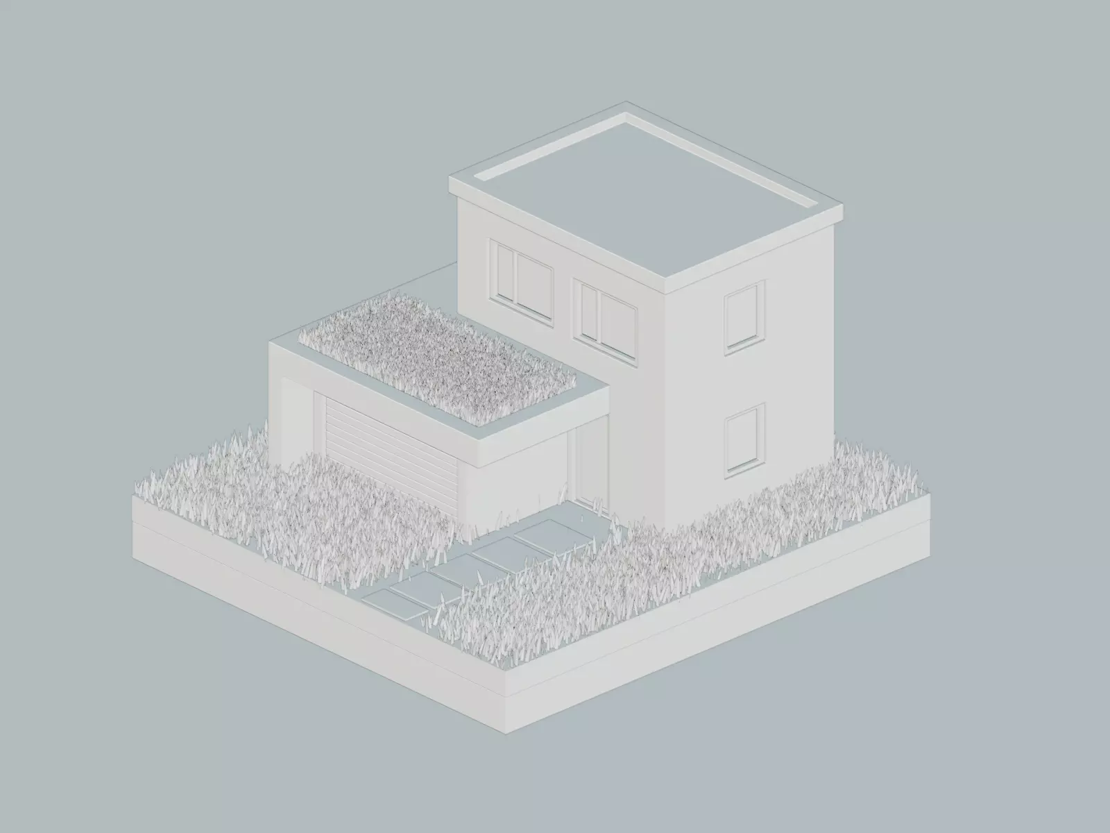 Low Poly Isometric Modern House Diorama Game Asset Low-poly 3D model_6