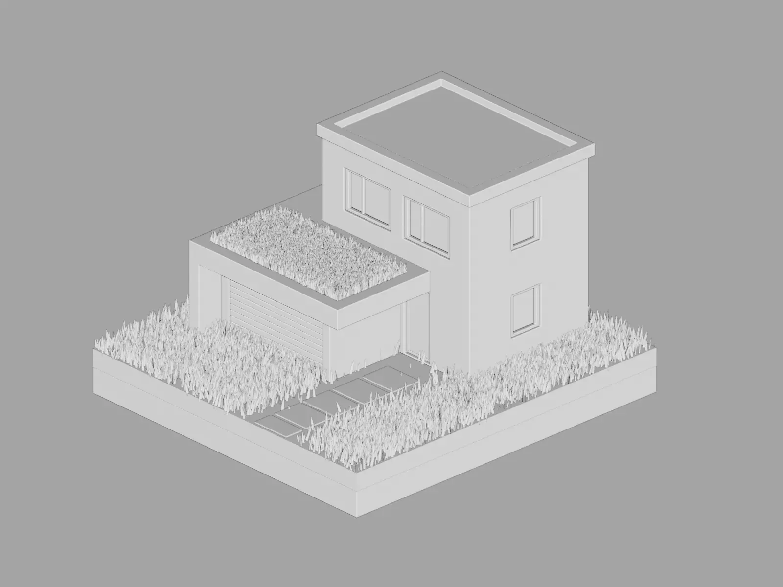 Low Poly Isometric Modern House Diorama Game Asset Low-poly 3D model_9