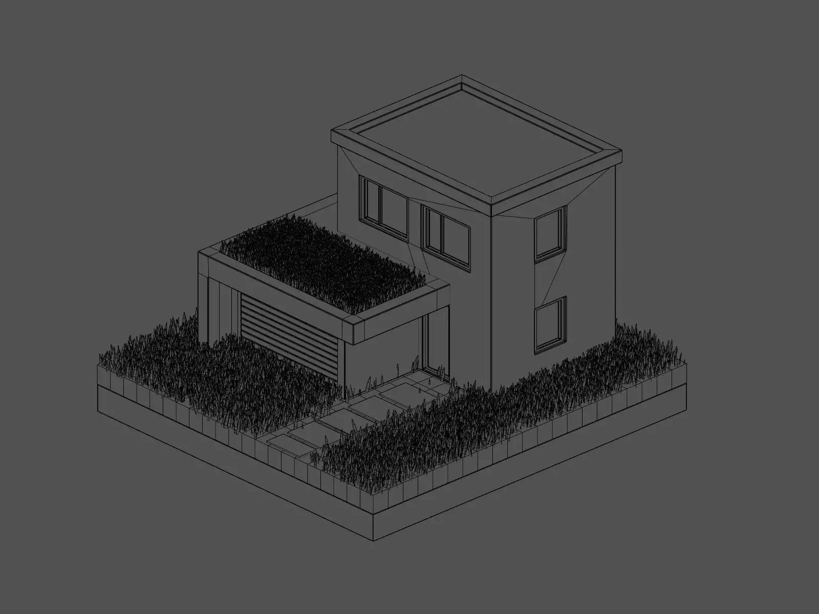 Low Poly Isometric Modern House Diorama Game Asset Low-poly 3D model_7