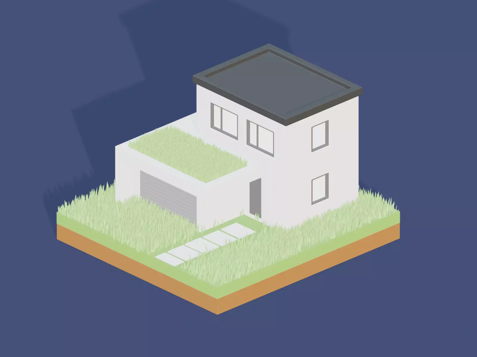 Low Poly Isometric Modern House Diorama Game Asset Low-poly 3D model_3
