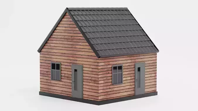 Stylised House V3 - Wooden Family Cabin Exterior 3D model 3