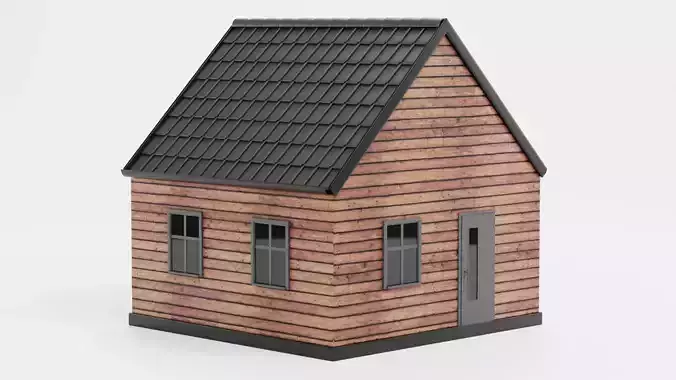 Stylised House V3 - Wooden Family Cabin Exterior 3D model 5