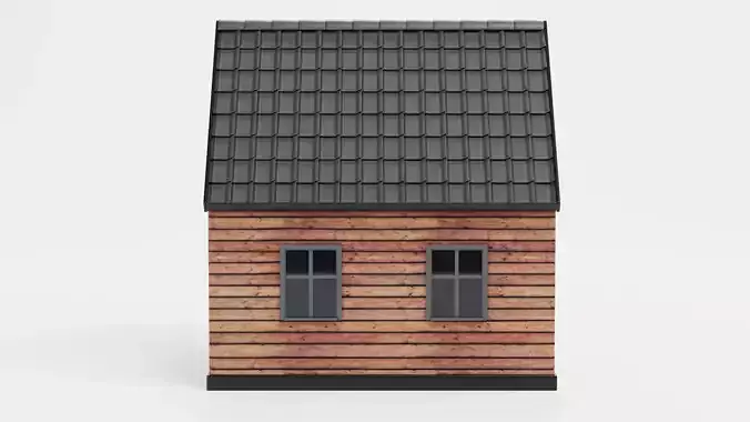 Stylised House V3 - Wooden Family Cabin Exterior 3D model 6