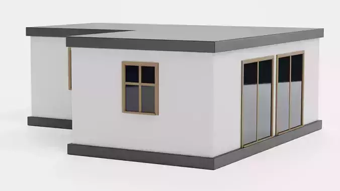 Stylised House V4 - Modern Bungalow Exterior 3D model 4