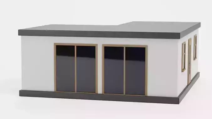 Stylised House V4 - Modern Bungalow Exterior 3D model 3
