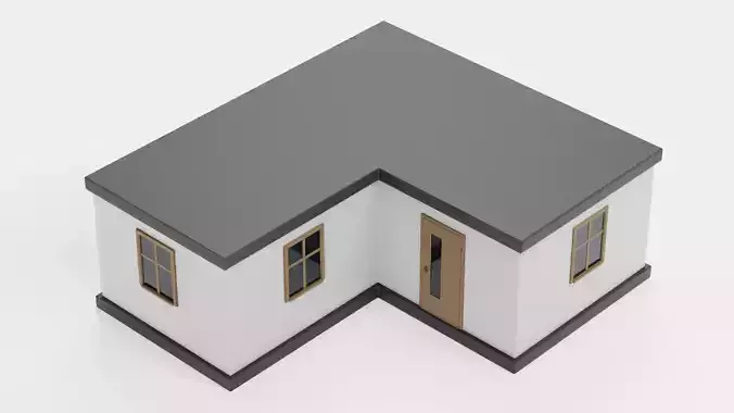 Stylised House V4 - Modern Bungalow Exterior 3D model 7