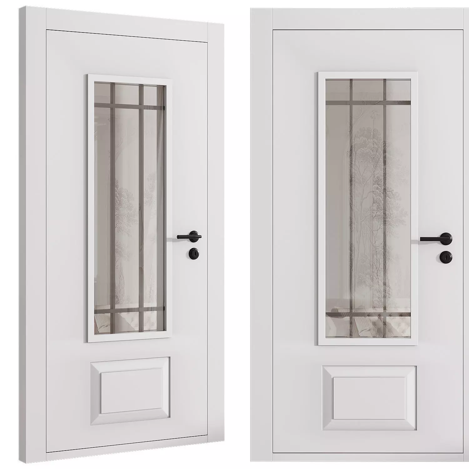 Interior door 10 Low-poly 3D model_2