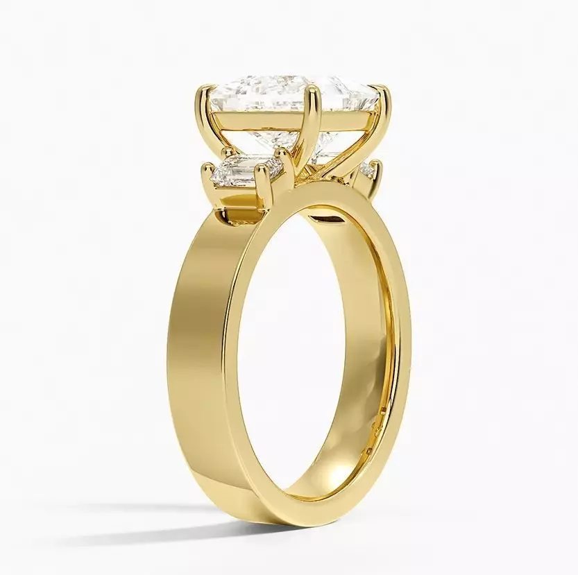 Three stone diamond ring 03 3D print model_2