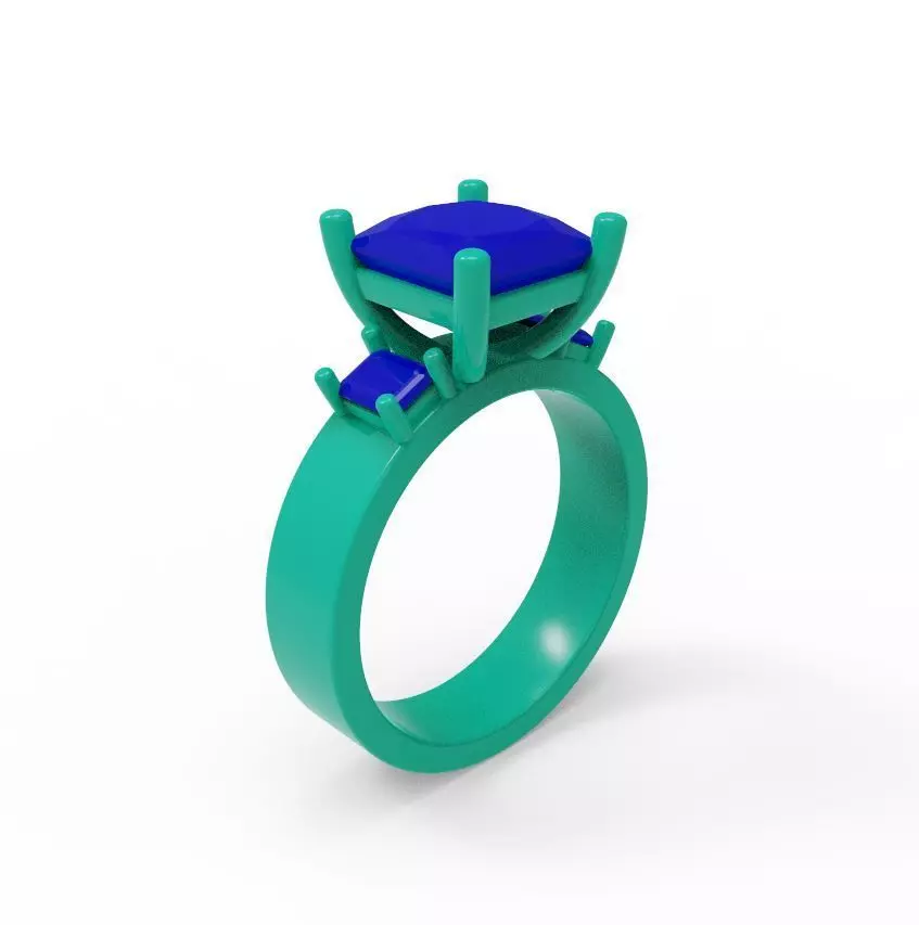 Three stone diamond ring 03 3D print model_4