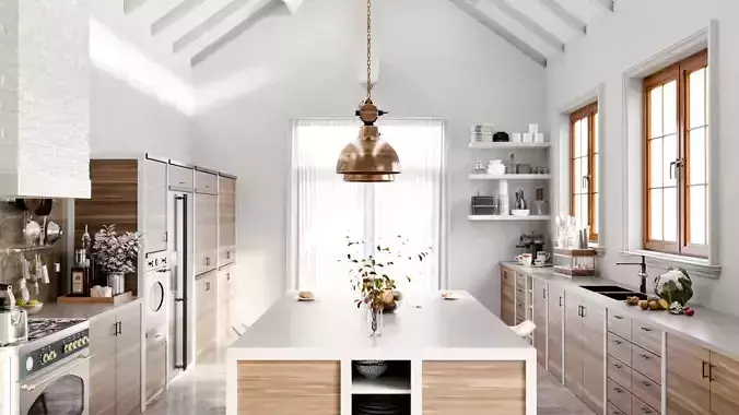 Modern White Kitchen blender 3d 