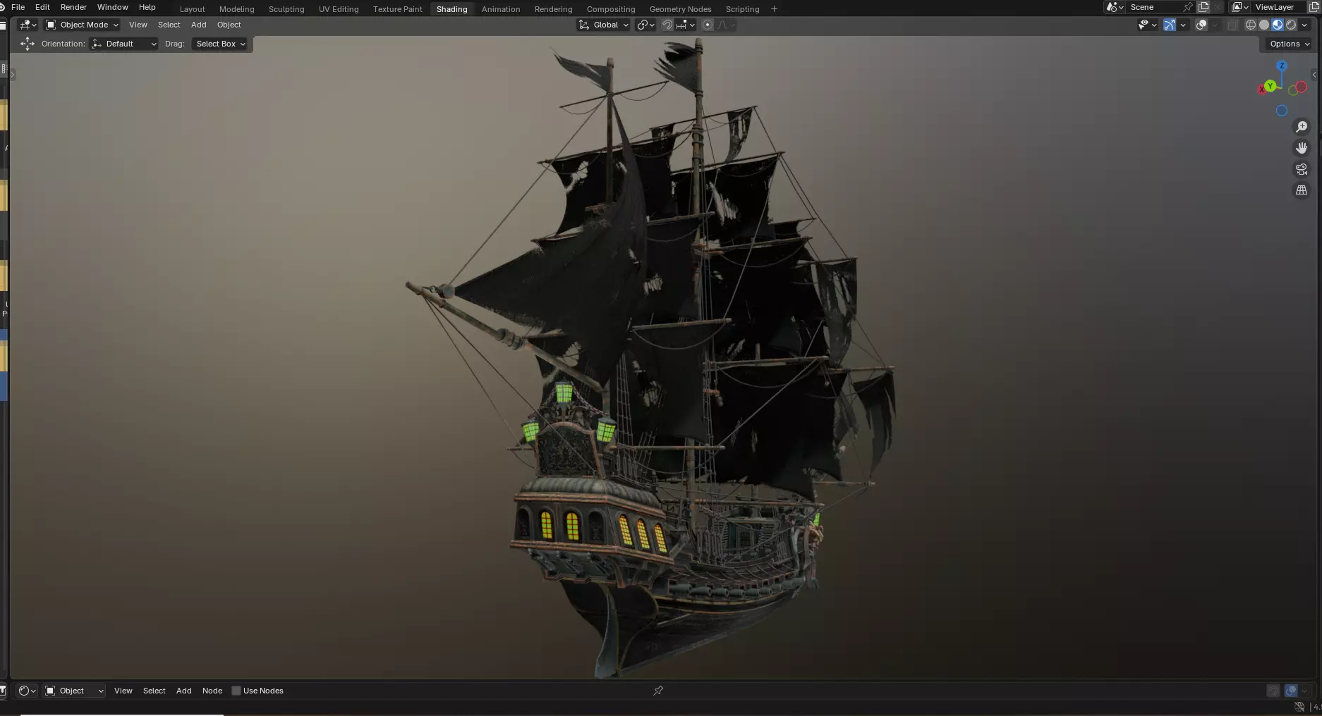 Reaper pirate ship Low-poly 3D model_12