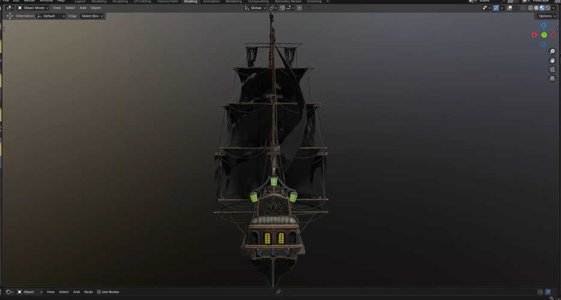Reaper pirate ship Low-poly 3D model_13