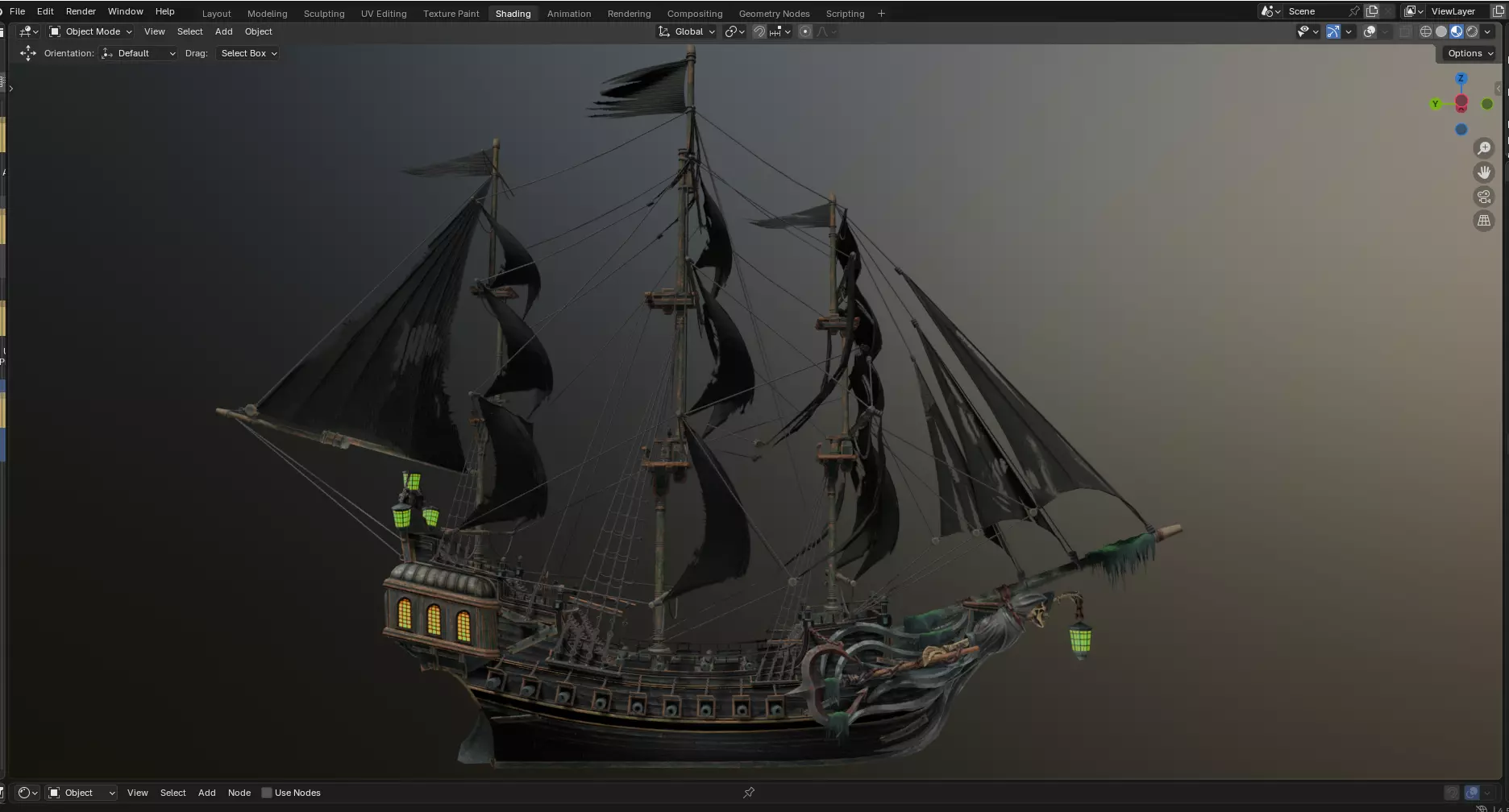 Reaper pirate ship Low-poly 3D model_1
