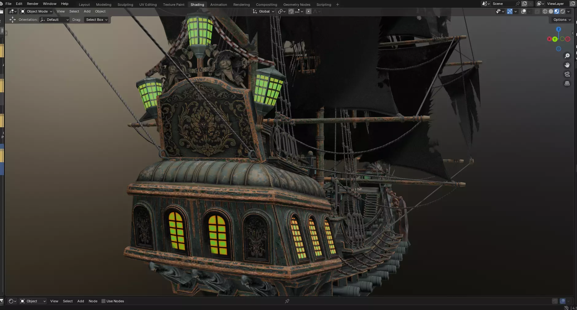 Reaper pirate ship Low-poly 3D model_3