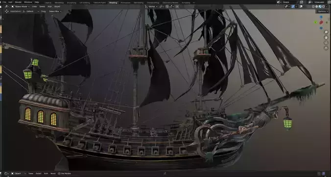 Reaper pirate ship Low-poly 3D model