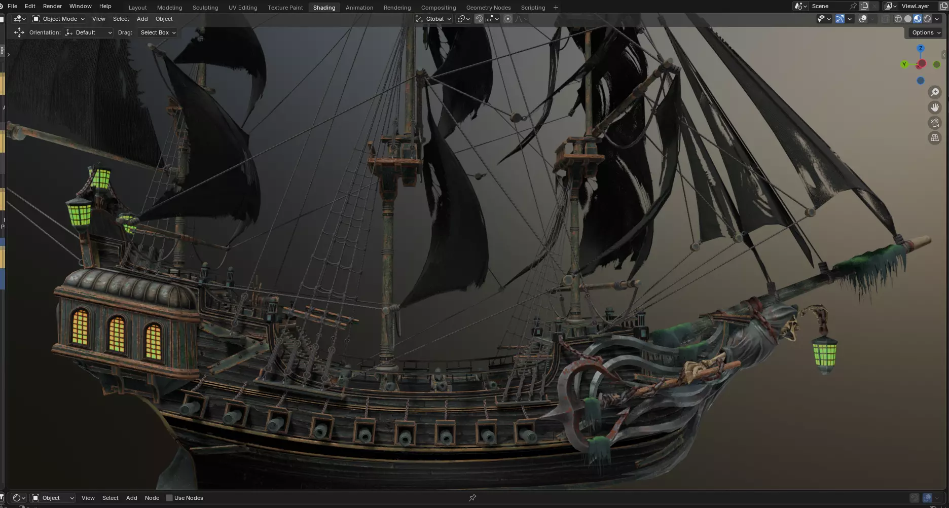 Reaper pirate ship Low-poly 3D model_0