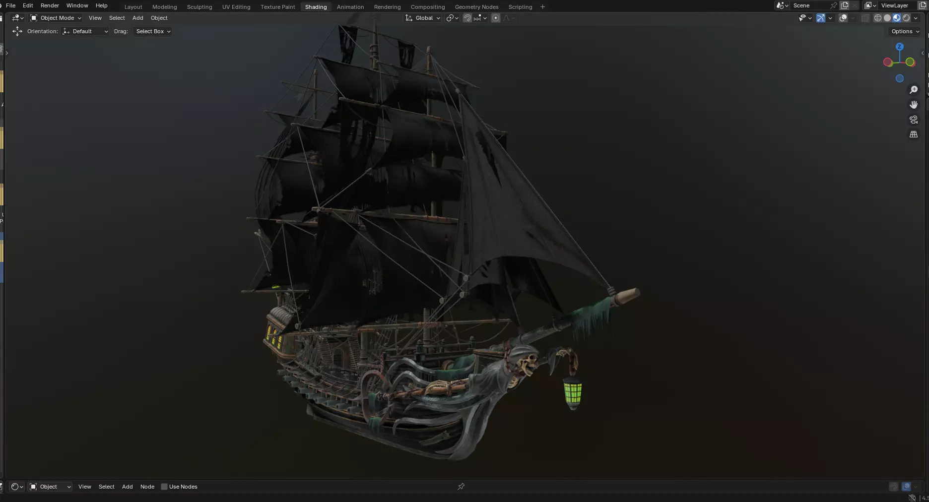 Reaper pirate ship Low-poly 3D model_11