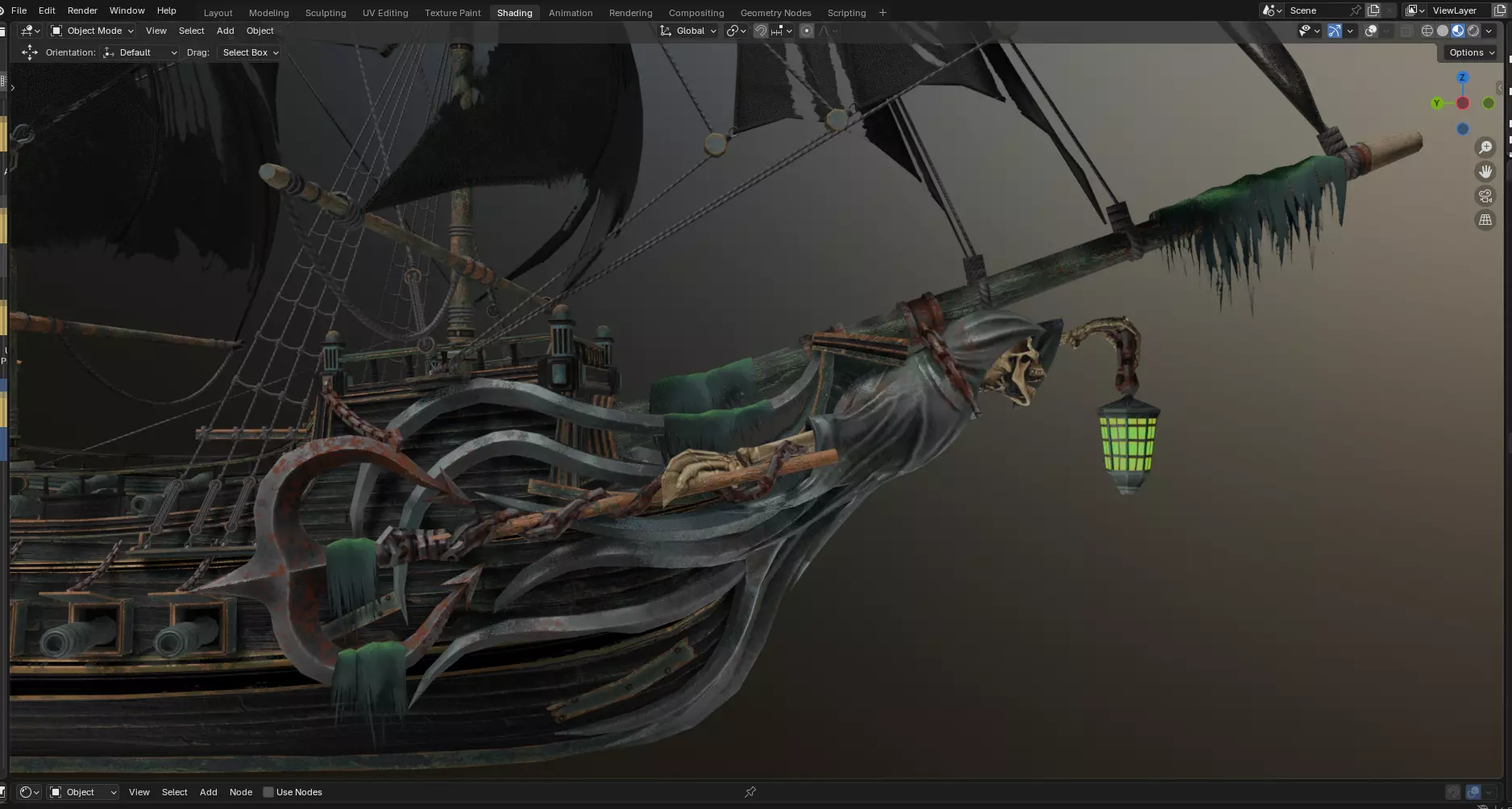 Reaper pirate ship Low-poly 3D model_9