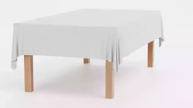 Tablecloth with Rectangular Table - Realistic Dining Set 3D model