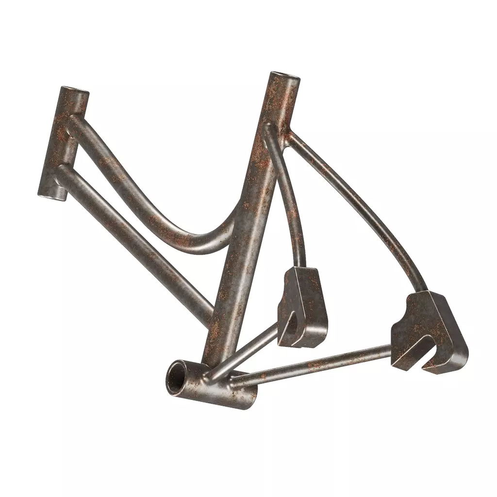 Rusty Steel Bicycle Frame 3D model_4