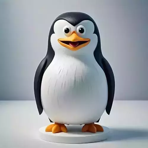 2739Smiling Penguin Color   3D Model   on Pedestal  pug