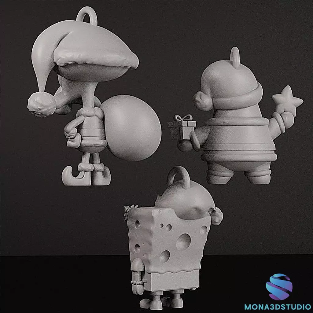  Christmas Tree Ornament Set - Patrick Squiddy and Spongebob 3D print model_4