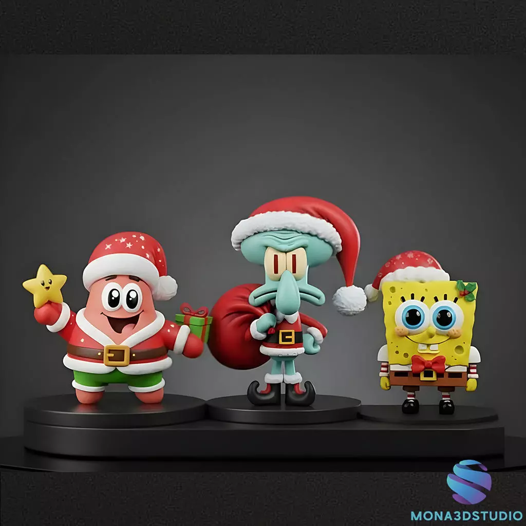  Christmas Tree Ornament Set - Patrick Squiddy and Spongebob 3D print model_1