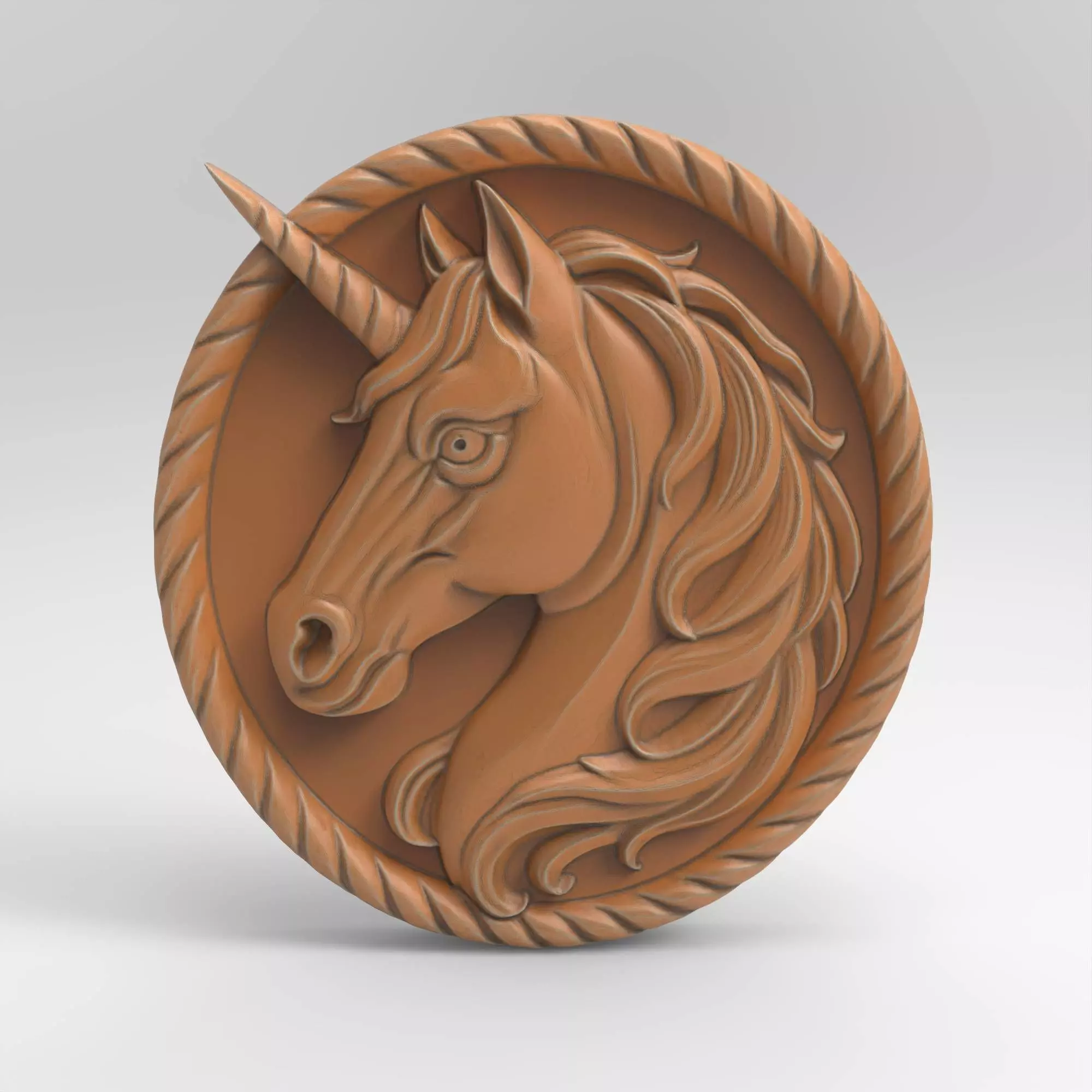 Unicorn Relief Fantasy Horse Medallion 3D print model_5