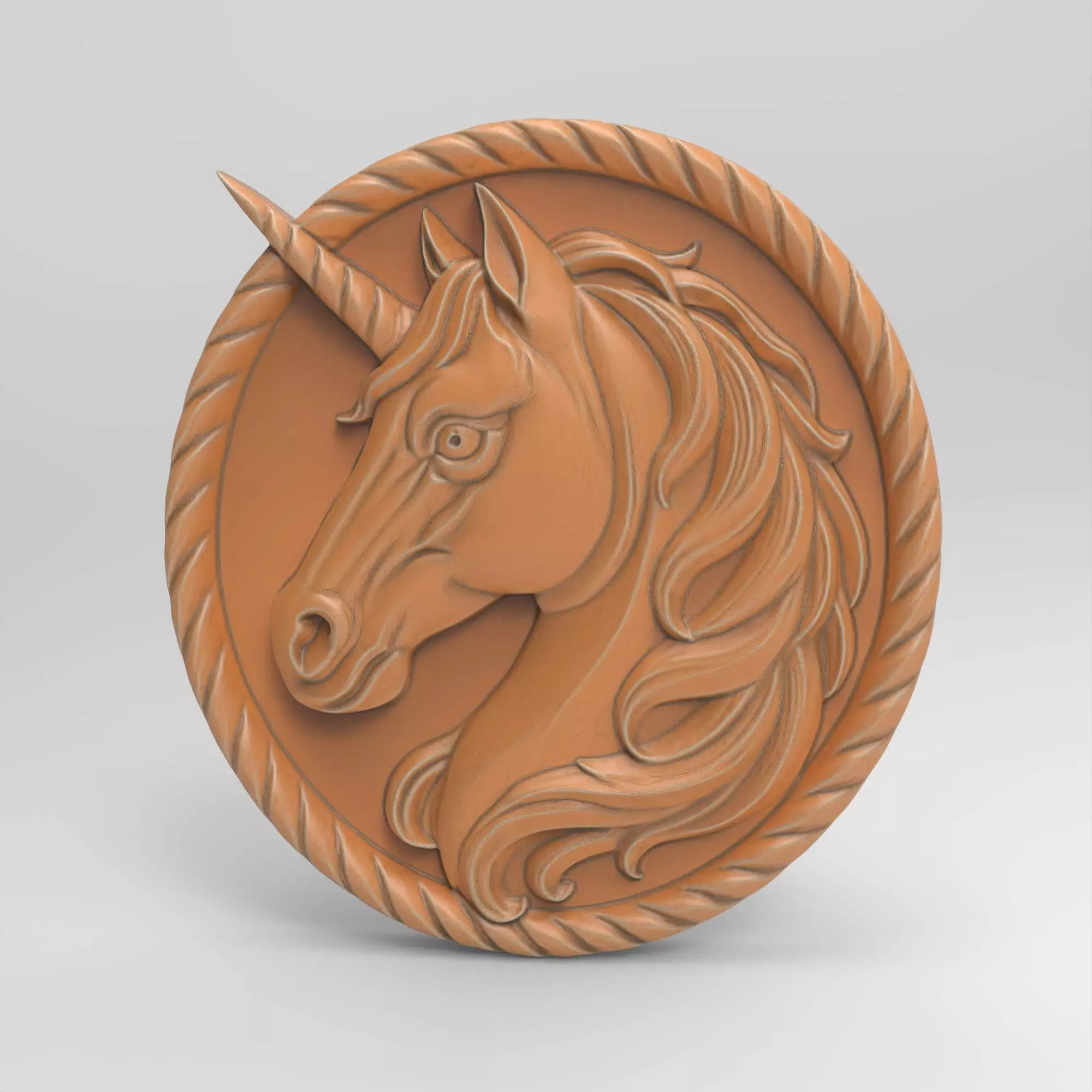 Unicorn Relief Fantasy Horse Medallion 3D print model_11