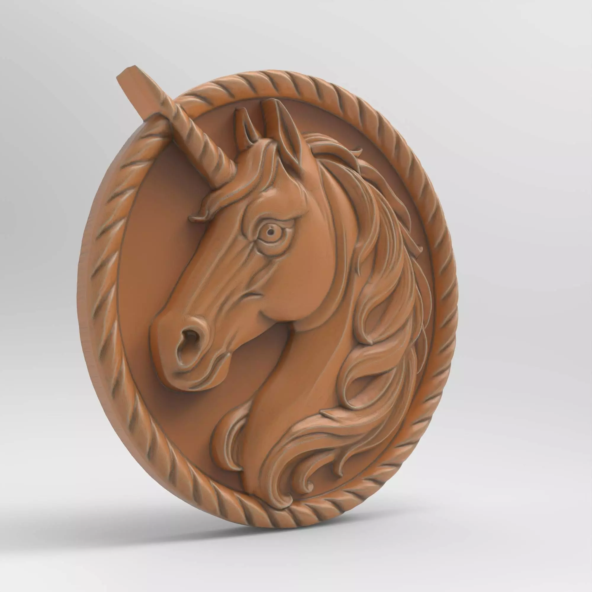 Unicorn Relief Fantasy Horse Medallion 3D print model_6