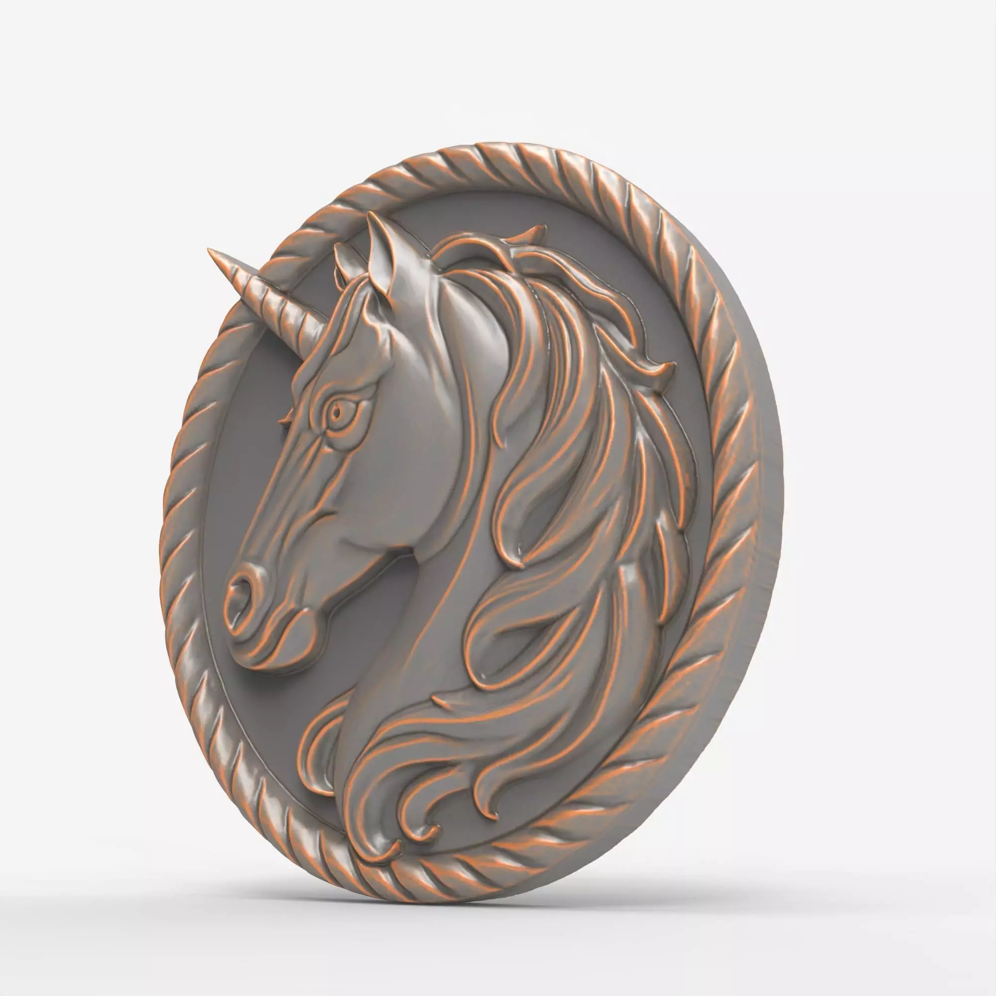 Unicorn Relief Fantasy Horse Medallion 3D print model_2