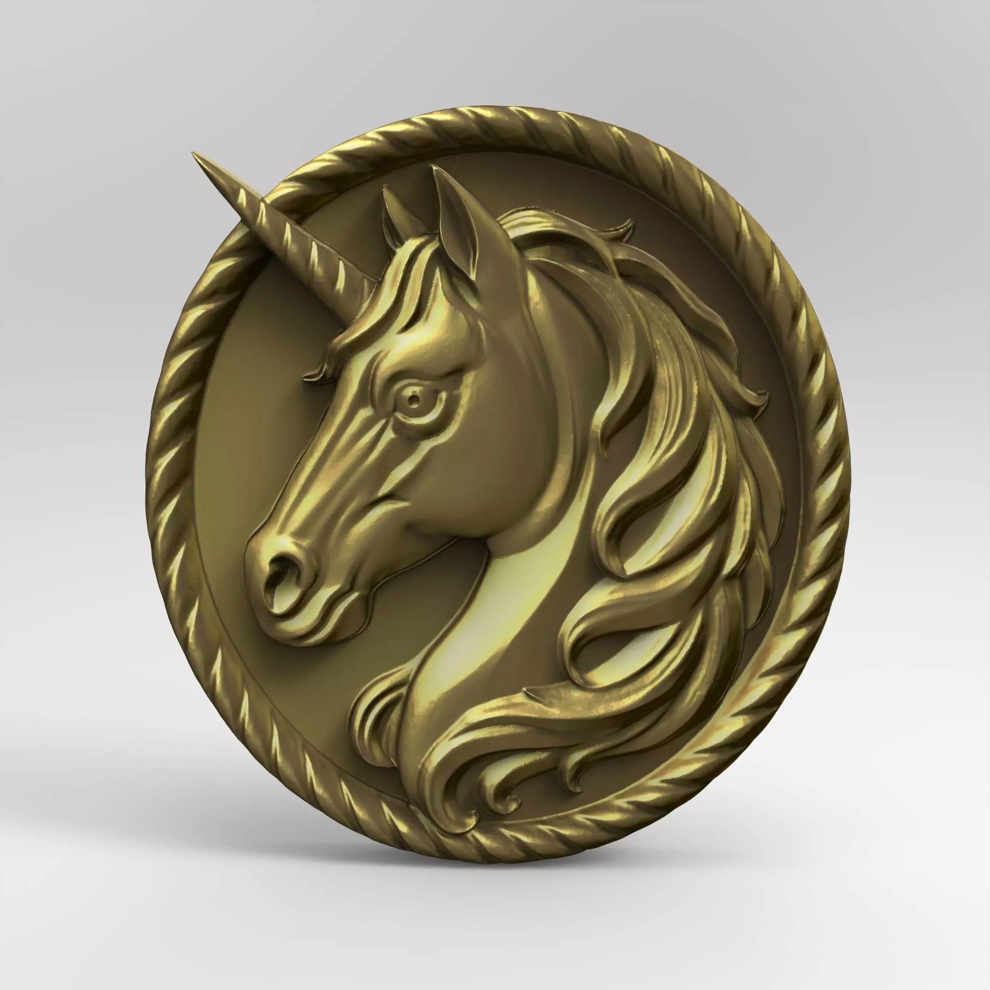 Unicorn Relief Fantasy Horse Medallion 3D print model_8