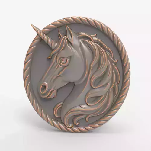 Unicorn Relief Fantasy Horse Medallion