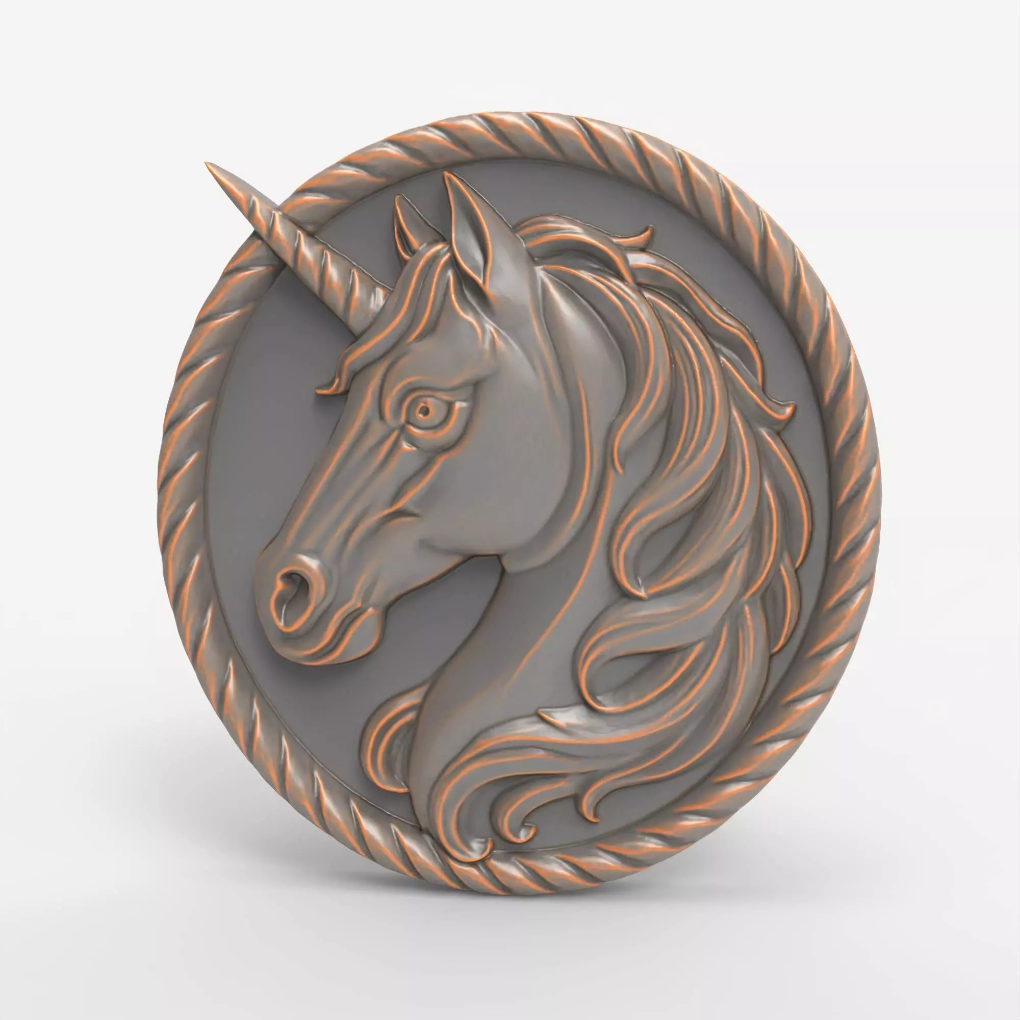 Unicorn Relief Fantasy Horse Medallion 3D print model_0