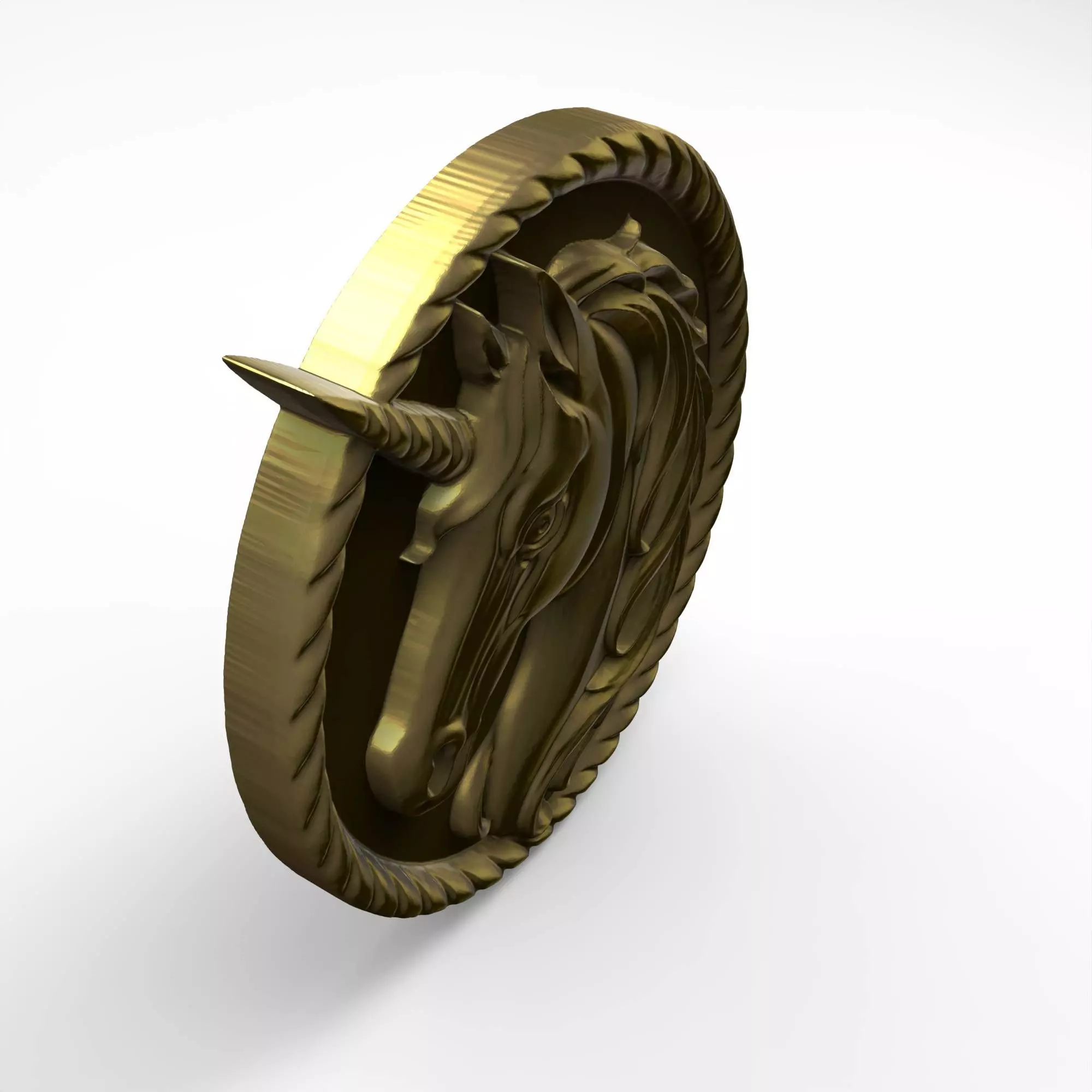 Unicorn Relief Fantasy Horse Medallion 3D print model_10