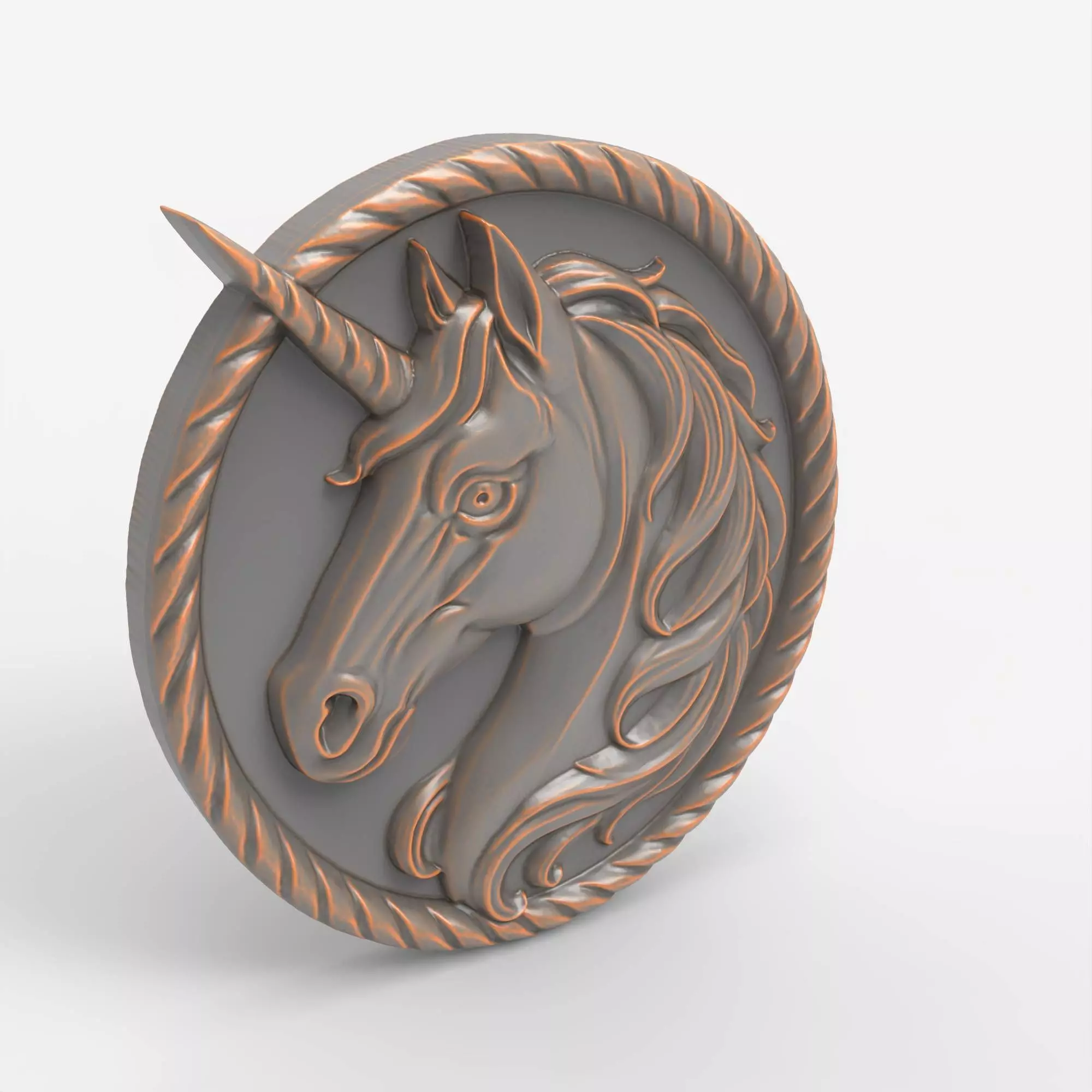 Unicorn Relief Fantasy Horse Medallion 3D print model_1