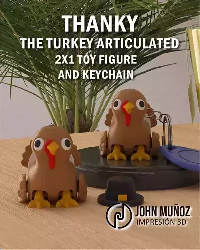 Turkey Thanksgiving Articulated Figurine and Keychain