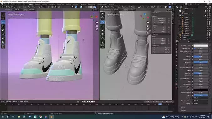 Low Poly Nike Cartoon Shoe 3D Model -OBJ FBX Blend